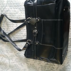 NWOT, Black leather tote with laptop protection